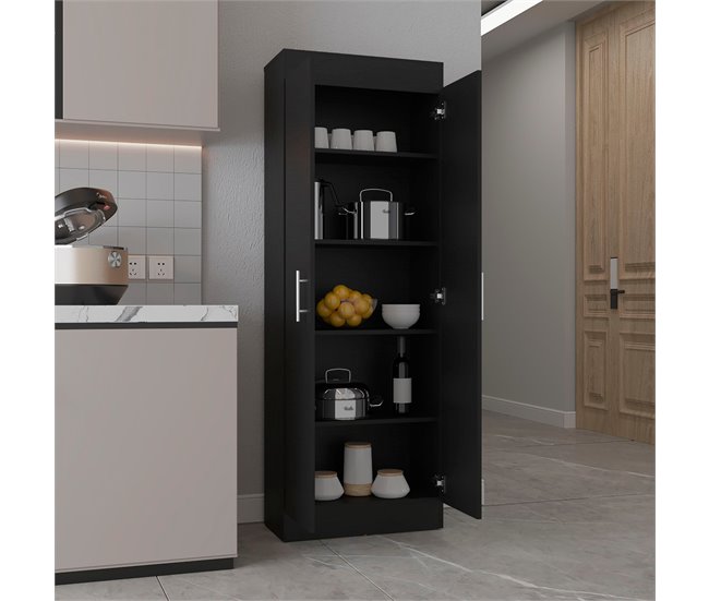 Alacena Nepal en melamina con 2 puertas y 4 estantes Negro