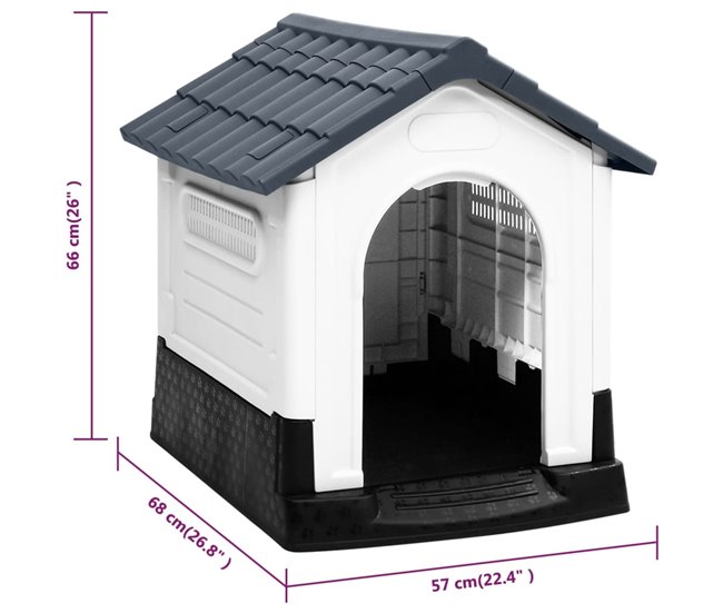 Caseta Para Perros Blanco/ Gris