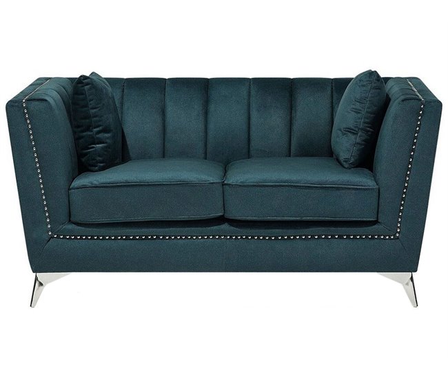 Beliani Sofá de 2 plazas Terciopelo GAULA Azul/ Verde
