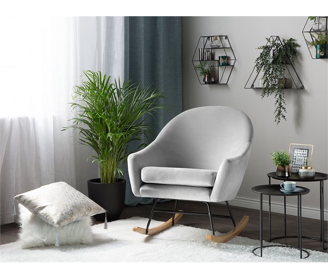 Beliani Sillón mecedora OXIE Gris Claro