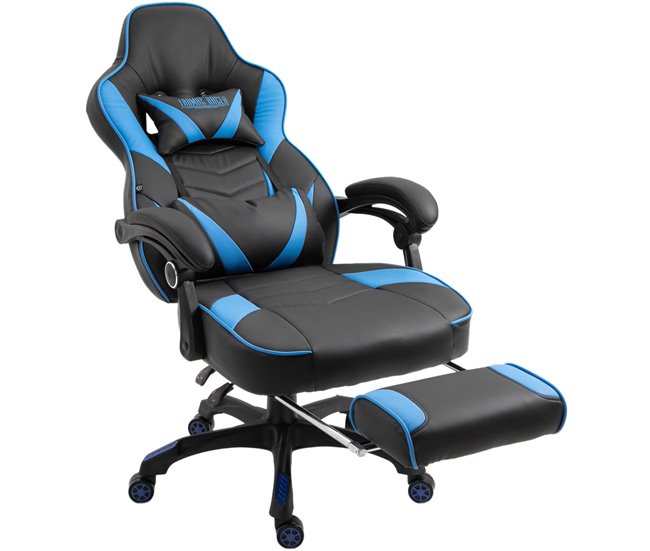 Silla Gaming Tilos En Simil Cuero Azul/ Negro