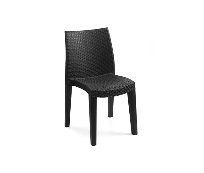 Conjunto Jardín Exterior - 4 sillas MANILA y 1 mesa alta RODAS Negro/ Gris