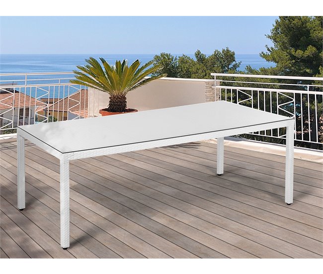 Beliani Mesa de jardín ITALY 100x220 Blanco