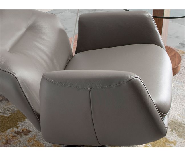 ANGEL CERDA Sillón giratorio reclinable piel gris oscuro Gris