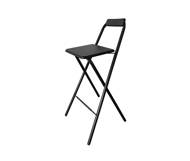 Acomoda Textil – Taburete de Bar Plegable. Negro