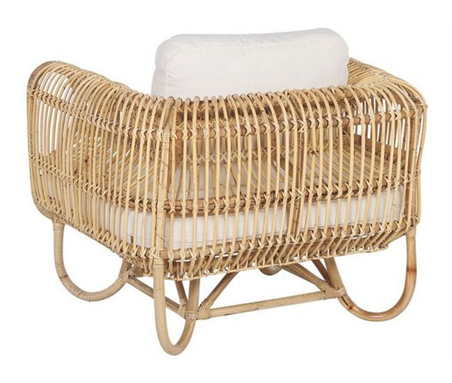 Beliani Conjunto de jardín Ratán DOLCEDO Blanco/ Beige