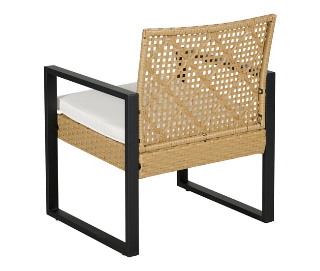 Conjunto de muebles de jardin Calciano 4 piezas ratán Natural