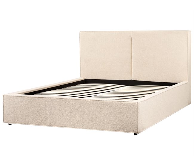 Beliani Cama con almacenaje Bouclé MOISSAC 177x224 Beige