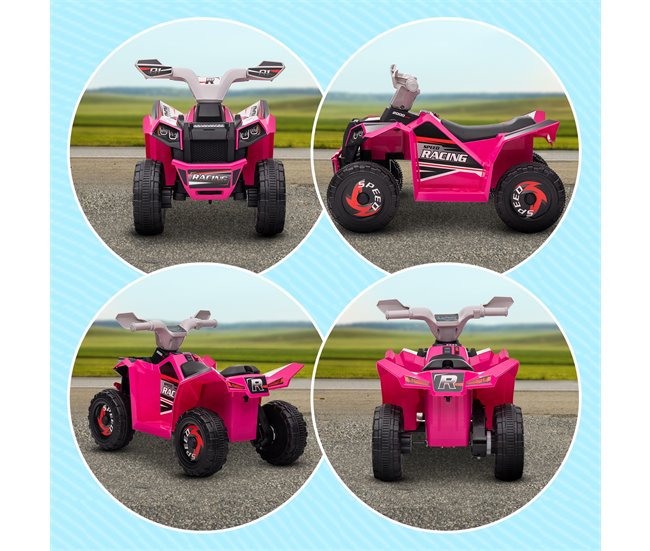 Quad Eléctrico PP, Metal HOMCOM Rosa