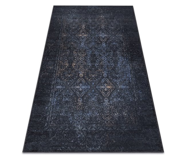 Alfombra lavable ANDRE 1058 Ornamento vintage 80x150 Negro
