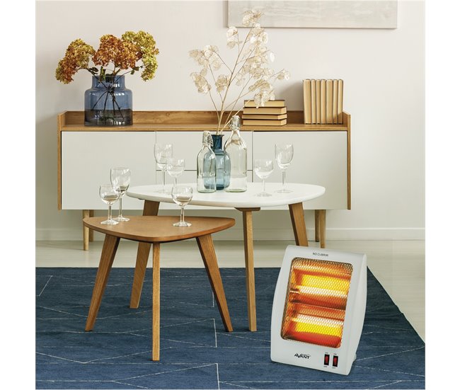 ESTUFA ELÉCTRICA DE CUARZO CON 2 TUBOS Blanco/ Gris