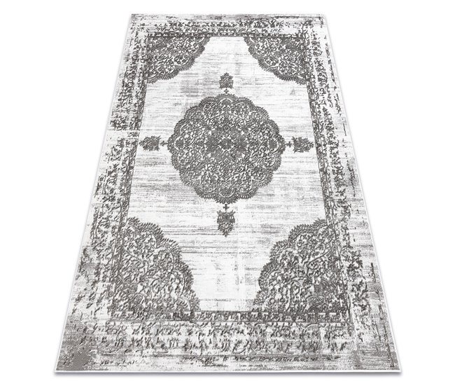 Alfombra LIRA E1468 Rosetón estructural moderna glamour 200x290 Blanco/ Gris