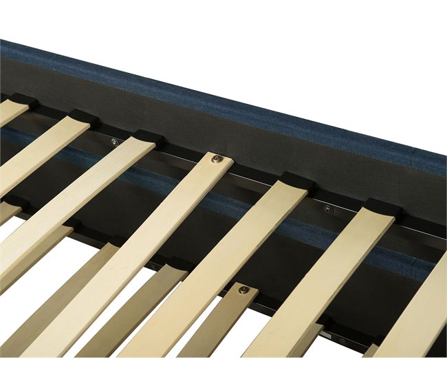 Beliani Cama con somier Poliéster MARMANDE 86x214 Azul Marino