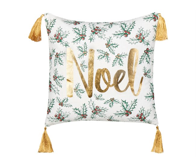 Beliani Cojín decorativo ZAMIA Blanco/ Beige