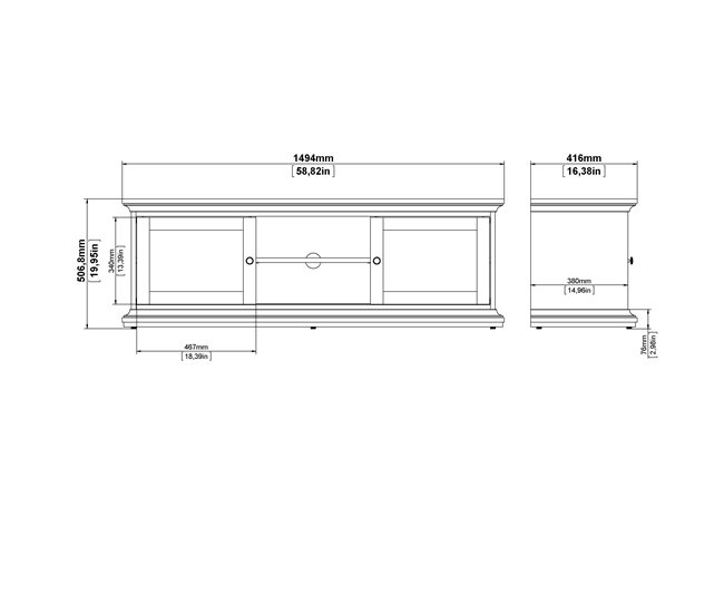 Mueble TV 2 puertas laminado blanco PARIS Blanco