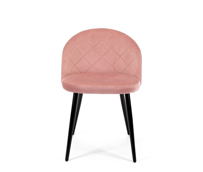 2x Silla tapizada capitoné de terciopelo SJ.077 Rosa