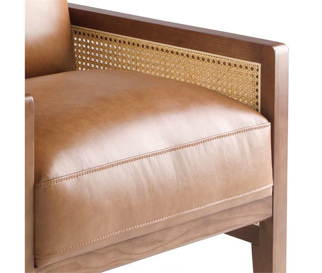 ANGEL CERDA Sillón piel marrón Nogal