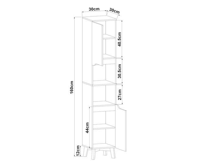 Armario alto Overath con 2 puertas MDF pino Gris