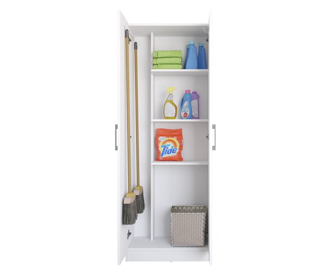Buyqualia Armario alto Multiusos/Escobero con dos puertas Blanco