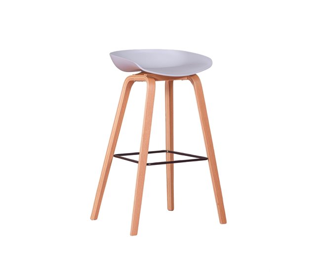Taburete nórdico con patas de madera de haya  - Daxer Gris Claro