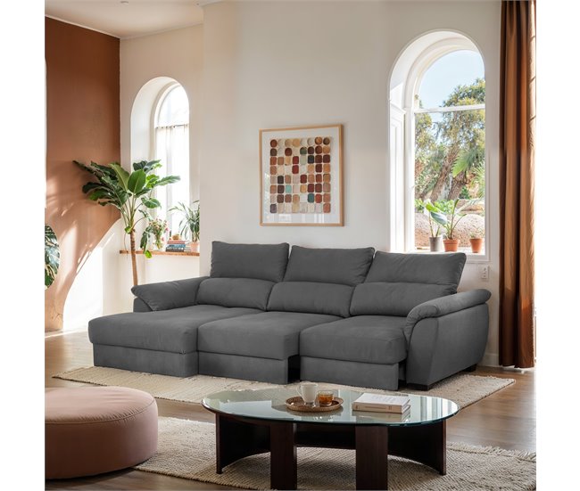 Chaise longue con cama BENSON Antracita