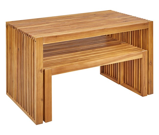 Beliani Conjunto de comedor BELLANO Madera Clara