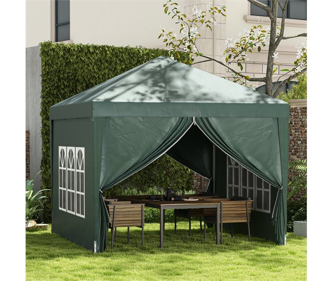 Carpa Plegable Tela Oxford, Acero Outsunny 295x295 Verde