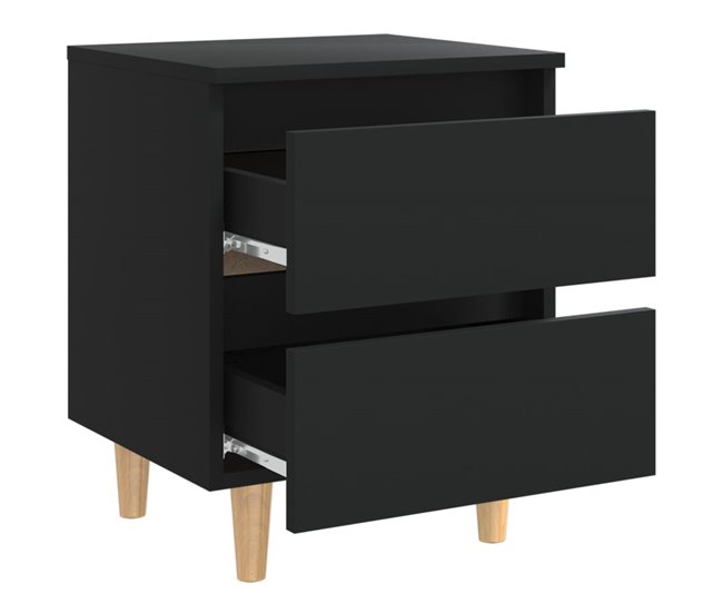 2 Mesitas de noche con patas madera 40 Blanco