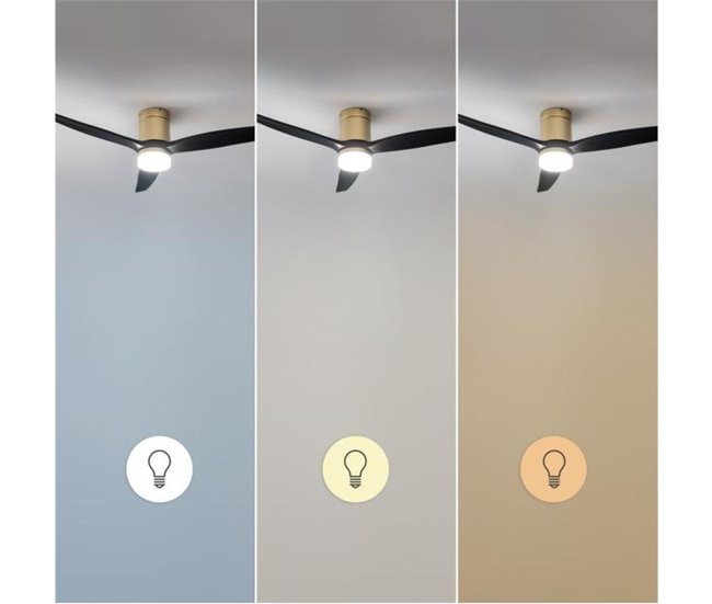 Cecotec Ventilador de techo con luz EnergySilence Aero 5600 Aqua Negro/ Dorado