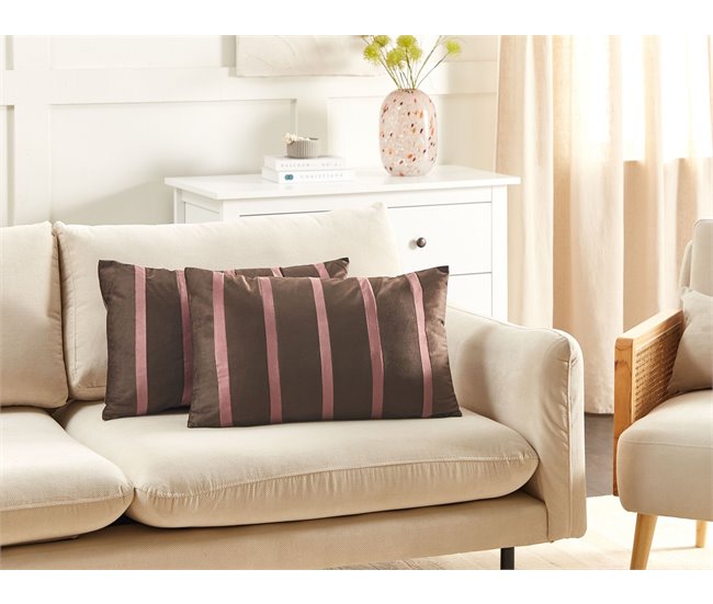 Beliani Cojín decorativo CRODYLINE 35x60 Marron