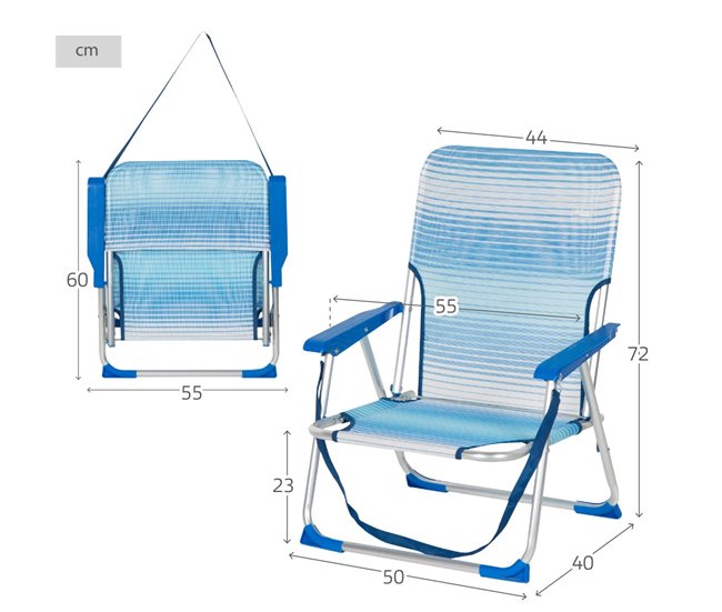 Aktive Pack 2 sillas de playa plegables rayas Azul