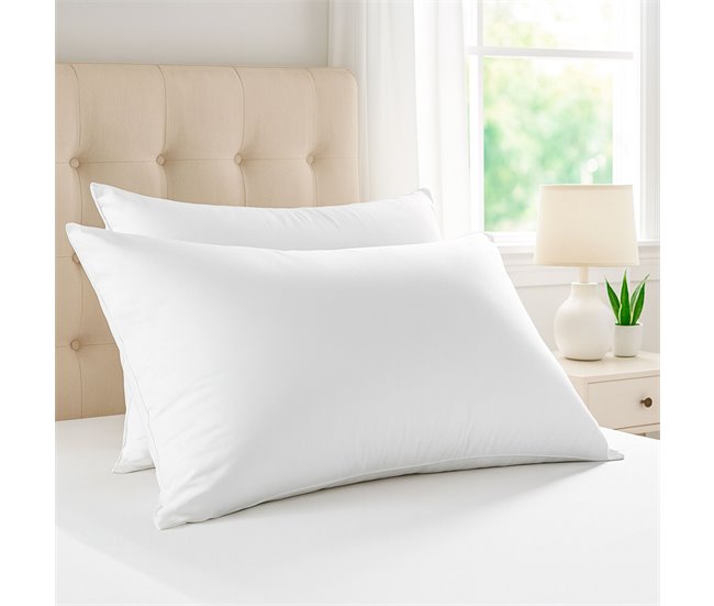 Pack 2 Almohadas Fibra y Viscoelástica Tejido Strech Aloe Vera 70x40 Blanco/ Gris