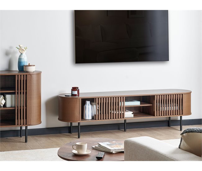 Beliani Mueble TV TAROON Madera Oscura