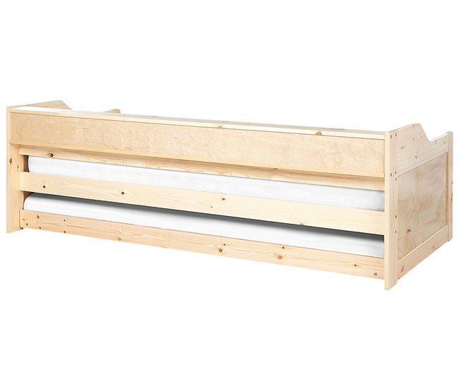 Beliani Cama con somier Madera de pino EDERN 105x204 Marron