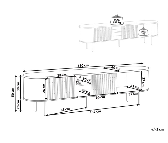 Beliani Mueble TV TAROON Madera Oscura