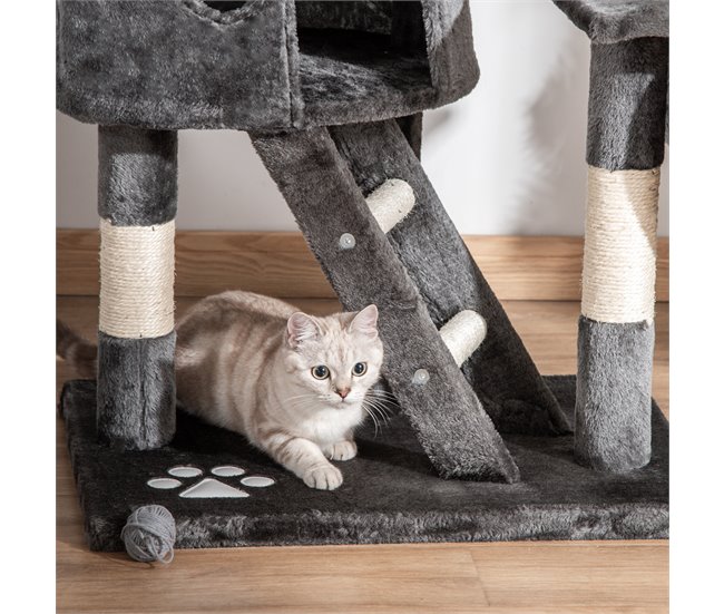 Árbol para Gatos Melamina, Cuerda de Sisal, Felpa PawHut Gris