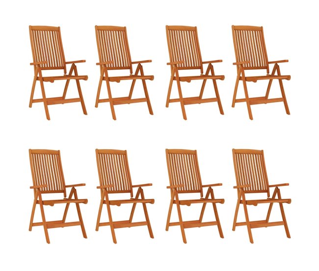 8 Sillas de jardín plegables de madera maciza de eucalipto Marron