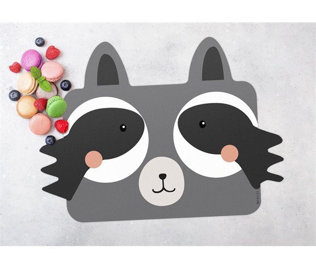 Mantel individual Infantil Mapache Gris