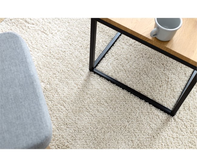 Alfombra BERBER cuadrado 9000 Franjas Bereber Marroquí Shaggy 120x120 Crema
