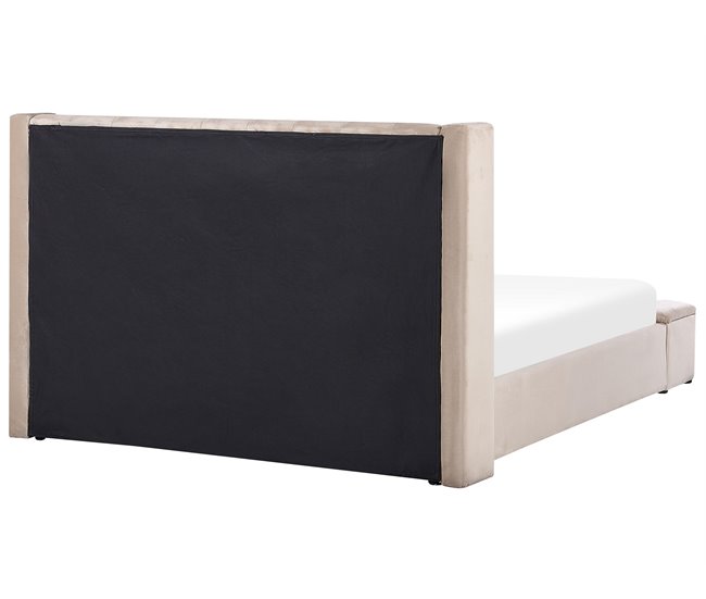 Beliani Cama con somier Terciopelo NOYERS 210x247 Beige