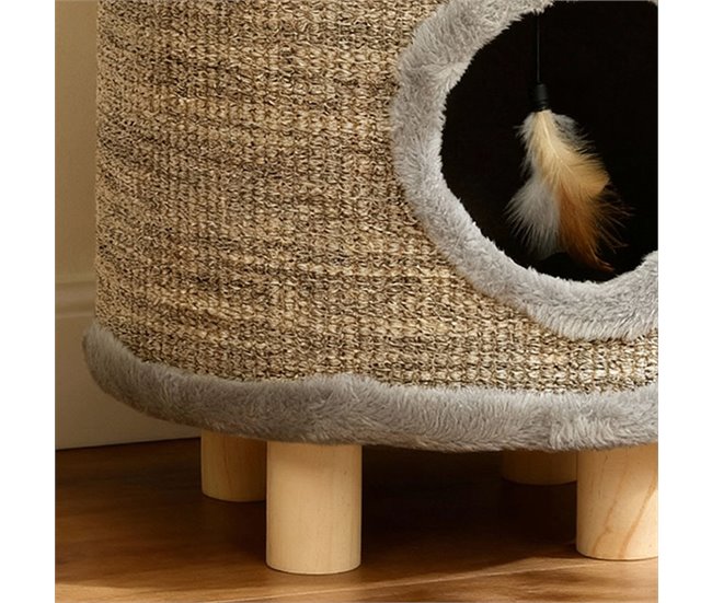 Casa para Gatos Aglomerado de Madera, Felpa PawHut Gris