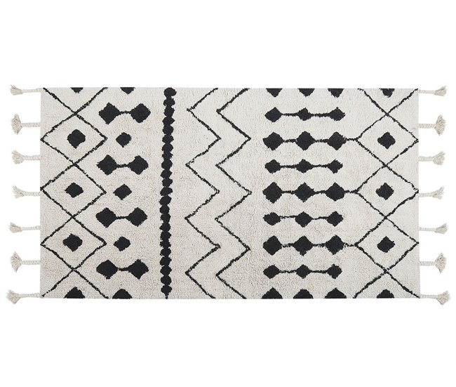 Beliani Alfombra de pelo corto KHEMISSET Blanco/ Beige