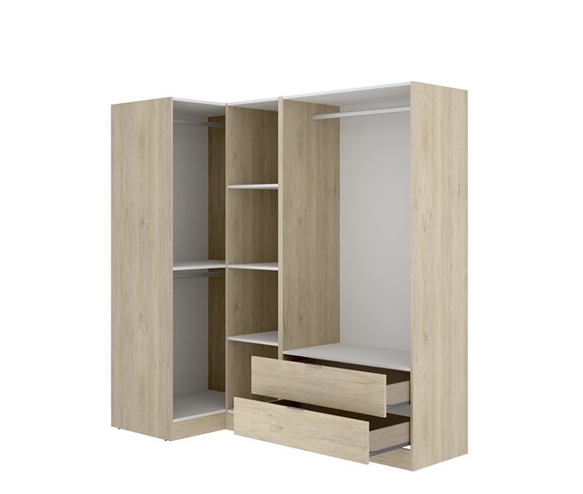 Armario esquinero Essen 2 módulos 4 puertas Natural