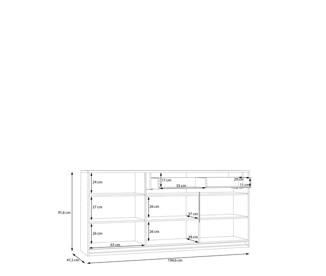 Aparador 1 cajón 3 puertas MONTREAL Negro/ Madera