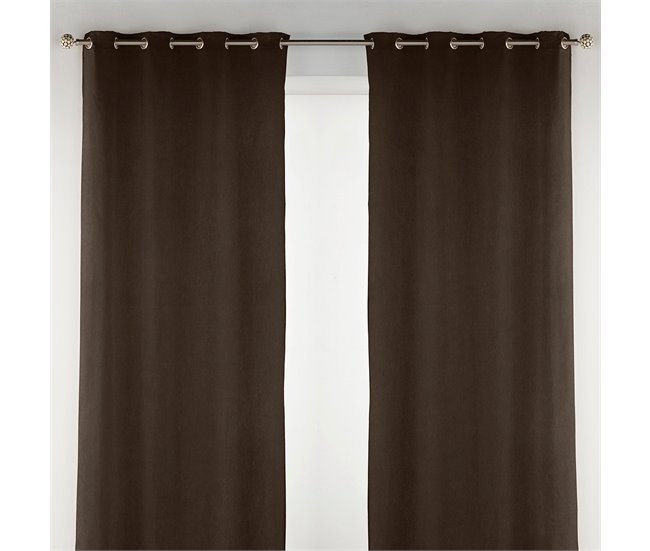 Cortina de terciopelo con ojales Marron Claro