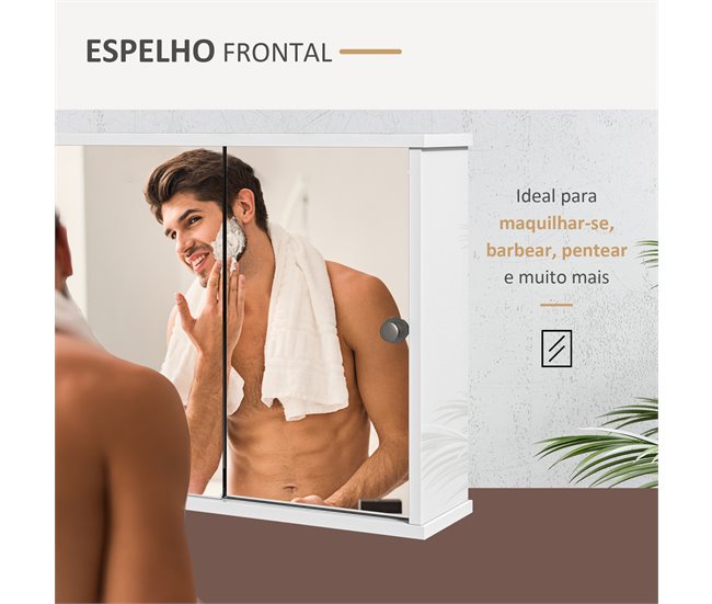 Armario con Espejo MDF, Vidrio kleankin, hogar - baño Blanco