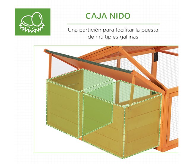 Gallinero de Exterior Madera de Abeto, Metal PawHut Naranja