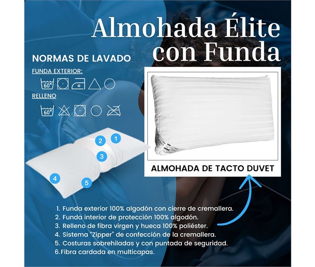 Almohada Élite con Funda Fibra Ergotex 150x35 Blanco