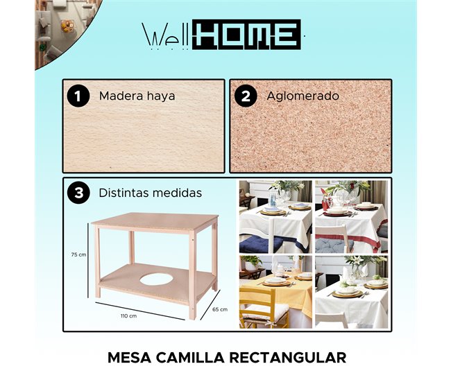 Mesa camilla 110x65 Natural
