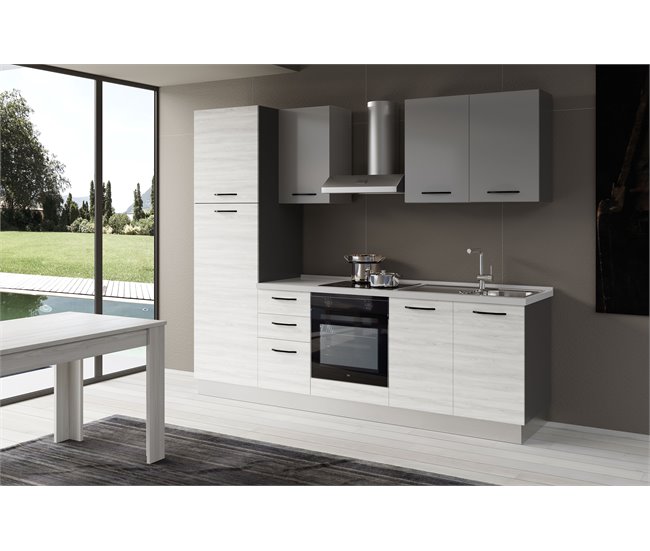Cocina GILDA 2.0 derecha Gris Claro/ Madera Gris